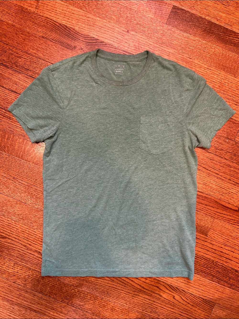 J. Crew Slim-Washed Short-Sleeve Heather Green Pocket Tee — Small, NWOT